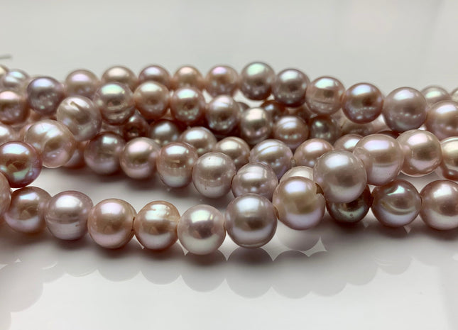 7.5-8mm Half Strand AA High Luster Large Hole Potato Natural Mauve Pink Freshwater Pearls Beads 2.0mm Hole Large Hole Freshwater Pearl #1348