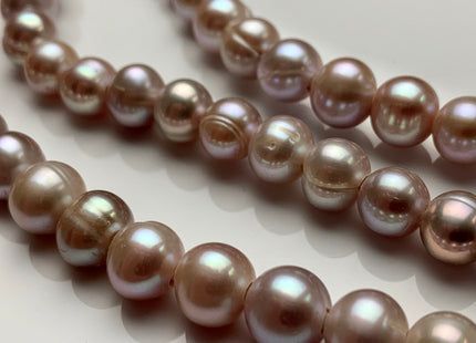 7.5-8mm Half Strand AA High Luster Large Hole Potato Natural Mauve Pink Freshwater Pearls Beads 2.0mm Hole Large Hole Freshwater Pearl #1348