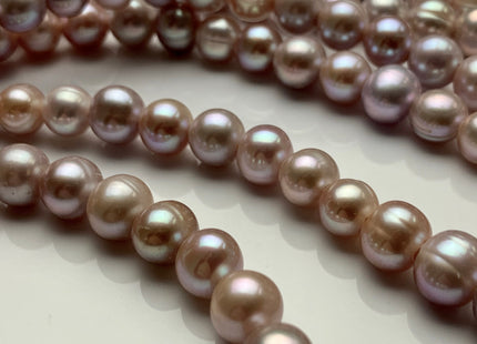 7.5-8mm Half Strand AA High Luster Large Hole Potato Natural Mauve Pink Freshwater Pearls Beads 2.0mm Hole Large Hole Freshwater Pearl #1348