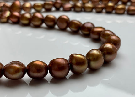 10-11 mm Large Hole Copper Brown Freshwater Pearl Nugget Beads 2 mm Hole, Genuine Freshwater Pearl Large Hole Nugget Beads. #334