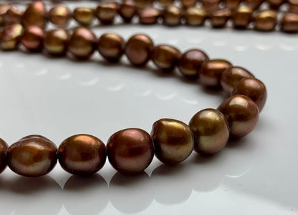 10-11 mm Large Hole Copper Brown Freshwater Pearl Nugget Beads 2mm Hole, Genuine Freshwater Pearl Large Hole Nugget Beads. #334