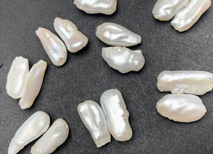 One Piece 11-12x23-25 mm AAA Large Hole Natural White Biwa Stick Pearl Beads Hole Size 2.2 mm High Luster Large Hole Biwa Pearl #1674