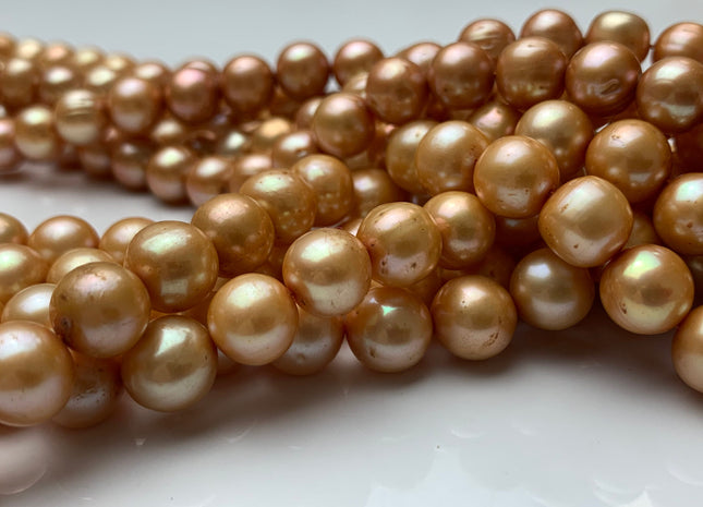 9 - 10 mm AA Gold Champagne Potato Freshwater Pearl Beads Genuine Champagne Freshwater Pearls Gold Freshwater Pearl Beads #136