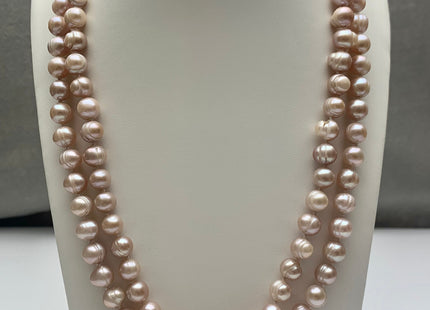 40 Inches Hand Knotted 9-10 mm Potato Natural Pink Color Freshwater Pearl Necklaces Long Pearl Necklace #1678