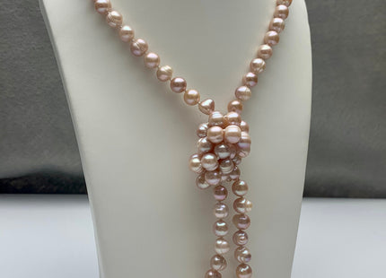 40 Inches Hand Knotted 9-10 mm Potato Natural Pink Color Freshwater Pearl Necklaces Long Pearl Necklace #1678