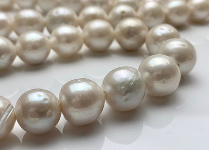 12-14 mm Natural White Baroque Half Strand Large Hole Freshwater Pearl Beads 2.2mm Hole Natural White Edison Baroque #1013