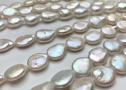 12-14 mm AA White Coin Freshwater Pearl Genuine Freshwater Pearl Beads Natural White High Luster/ Quality Coin Pearls #1072