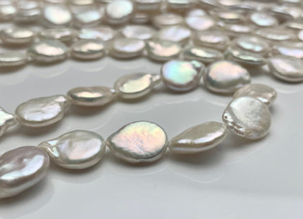 12-14 mm AA White Coin Freshwater Pearl Genuine Freshwater Pearl Beads Natural White High Luster/ Quality Coin Pearls #1072