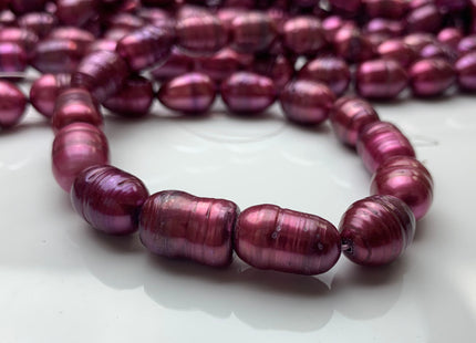 10-12 x 12-14mm Rice/Oval Ringed Genuine Freshwater Pearl Beads, Cultured Pearls in Olive Green, Brown & Pink Colors (288-RWMIX1114)