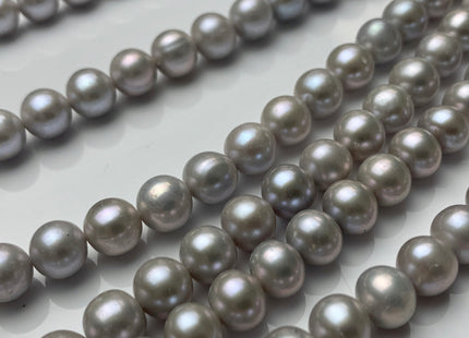 8-8.5 mm AAA Gray Semi-Round Freshwater Pearls Genuine Smooth And Round Pearl Beads High Luster Pinkish Gray Color Freshwater Pearls #535