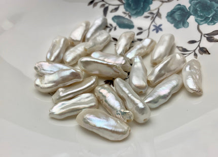 One Piece 10-13x26-33 mm AAA Large Hole Natural White Biwa Stick Pearl Beads Hole Size 2.2 mm High Luster Large Hole Biwa Pearl #1675