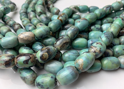 13x17 mm Natural Color Smooth Barrel Shape Dragon Skin Agate Gemstone Beads Natural Blue Green Color Agate Gemstone Beads. #2254