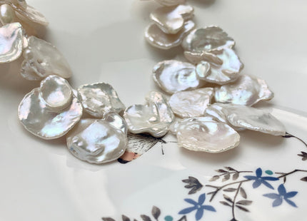 23-28 mm AAA High Luster Natural White HUGE Keshi Paddle Freshwater Pearl Beads Top Drilled Natural White CornFlake Keshi Pearls #1686