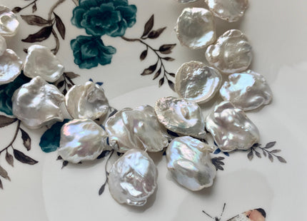 23-28 mm AAA High Luster Natural White HUGE Keshi Paddle Freshwater Pearl Beads Top Drilled Natural White CornFlake Keshi Pearls #1686