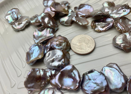 20-25 mm AAA HUGE High Luster Natural Pink Mauve Seaweed Keshi Freshwater Pearl Beads Top Drilled Natural Color CornFlake Keshi Pearl #1687