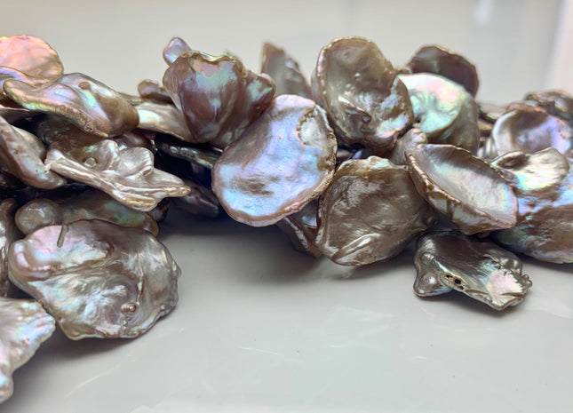 20-25 mm AAA HUGE High Luster Natural Pink Mauve Seaweed Keshi Freshwater Pearl Beads Top Drilled Natural Color CornFlake Keshi Pearl #1687