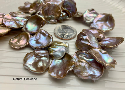 20-25 mm AAA HUGE High Luster Natural Pink Mauve Seaweed Keshi Freshwater Pearl Beads Top Drilled Natural Color CornFlake Keshi Pearl #1687