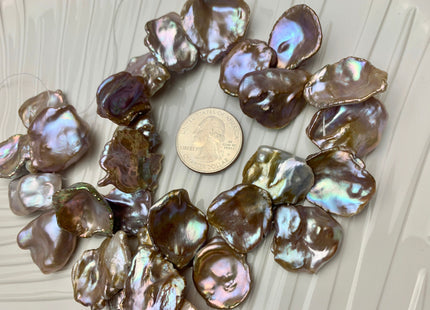 20-25 mm AAA HUGE High Luster Natural Pink Mauve Seaweed Keshi Freshwater Pearl Beads Top Drilled Natural Color CornFlake Keshi Pearl #1687