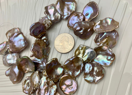 20-25 mm AAA HUGE High Luster Natural Pink Mauve Seaweed Keshi Freshwater Pearl Beads Top Drilled Natural Color CornFlake Keshi Pearl #1687