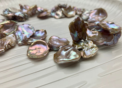 20-25 mm AAA HUGE High Luster Natural Pink Mauve Seaweed Keshi Freshwater Pearl Beads Top Drilled Natural Color CornFlake Keshi Pearl #1687