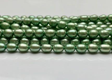 4.5-5 x 6 mm AA Rice/Oval Freshwater Blue OR Green Genuine Freshwater Pearl Beads, Oval Cultured Freshwater Pearls, Rice Pearls #284