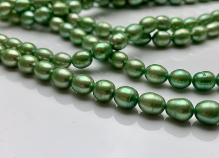 4.5-5 x 6 mm AA Rice/Oval Freshwater Blue OR Green Genuine Freshwater Pearl Beads, Oval Cultured Freshwater Pearls, Rice Pearls #284