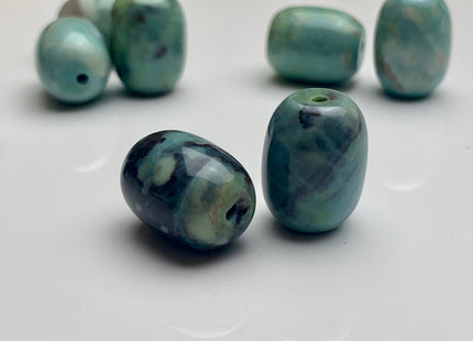 13x17 mm Natural Color Smooth Barrel Shape Dragon Skin Agate Gemstone Beads Natural Blue Green Color Agate Gemstone Beads. #2254