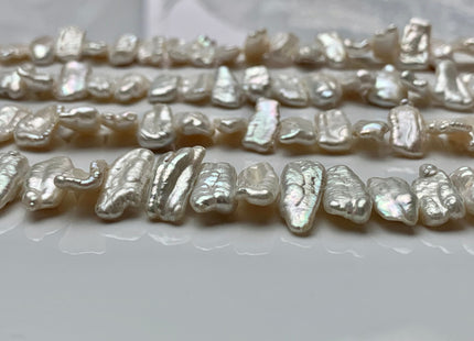 7 x 20-22 mm Natural White Biwa Stick Freshwater Pearl Beads, Genuine Cultured Center Drilled Pearl Beads,Natural Pearl Beads #566
