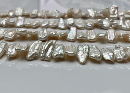 7 x 20-22 mm Natural White Biwa Stick Freshwater Pearl Beads, Genuine Cultured Center Drilled Pearl Beads,Natural Pearl Beads #566