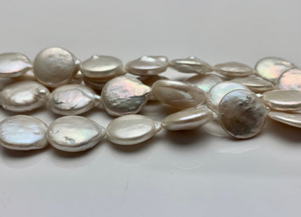 12-13 mm AA Half Strand Natural White Flat Coin Pearls Natural Freshwater Coin Pearl Beads Genuine Freshwater Pearls #637