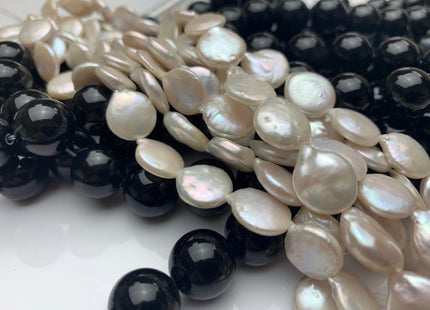12-13 mm AA Half Strand Natural White Flat Coin Pearls Natural Freshwater Coin Pearl Beads Genuine Freshwater Pearls #637