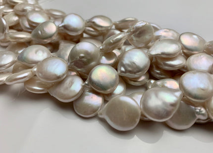 13x16 mm AA Natural White W/Pink Luster Freshwater Coin Pearls Genuine High Luster White Flat Smooth Tear Drop Coin Pearl Bead #1071