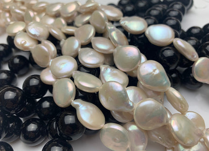 13x16 mm AA Natural White W/Pink Luster Freshwater Coin Pearls Genuine High Luster White Flat Smooth Tear Drop Coin Pearl Bead #1071