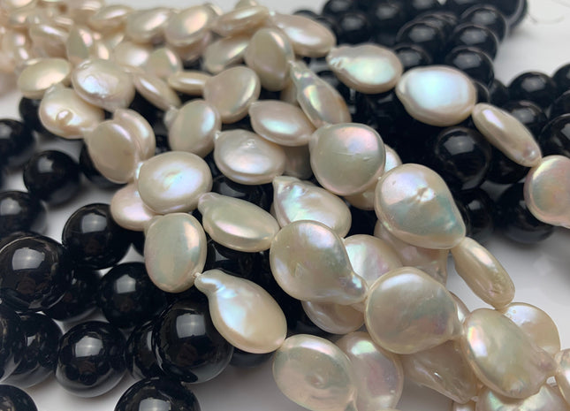 13x16 mm AA Natural White W/Pink Luster Freshwater Coin Pearls Genuine High Luster White Flat Smooth Tear Drop Coin Pearl Bead #1071