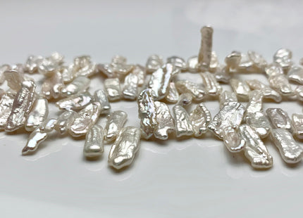 WHOLESALE 7x15-20 mm AAA Natural White Side Drilled Biwa Stick Pearls Genuine High Luster Top Drilled Natural Biwa Pearl Beads #1398