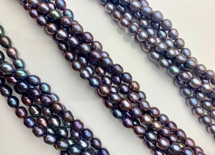 7x8.5-9 mm AA Quality Unique Peacock Oval/Rice Freshwater Pearls High Quality/Luster Blue Or Purplish Peacock Freshwater Pearls #1400