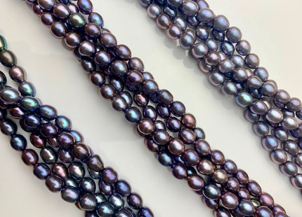 7x8.5-9 mm AA Quality Unique Peacock Oval/Rice Freshwater Pearls High Quality/Luster Blue Or Purplish Peacock Freshwater Pearls #1400