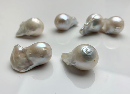 One-Of-A-Kind 15-18x22-30 mm AAA Jumbo Natural White Baroque Pearl High Luster Tear Drop Shape White Baroque Pearl Beads #1094