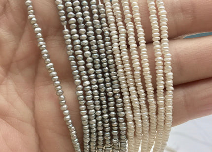 1.5x2-2.5 mm AAA Natural White OR Gray Tiny Freshwater Pearl Roundel/Button Shape Genuine Top Quality Freshwater Seed Pearl Beads #1119
