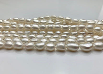 6-7x9-10 mm AAA Natural White High Luster Rice Nugget Freshwater Pearl Beads Top Quality Very Smooth White Freshwater Nugget Pearls #1402