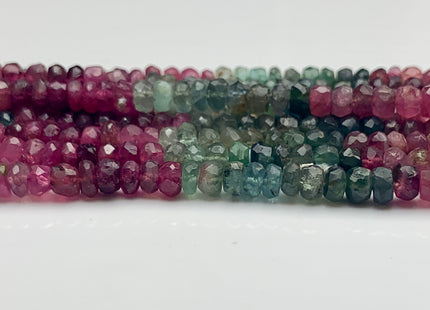 2x4 mm Or 3x5 mm Faceted Rondelle Natural Tourmaline Bead Natural Pink Green Black Watermelon Gemmy Tourmaline Gemstone 13 Inch Strand #2200