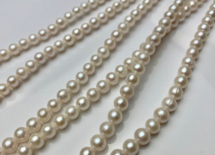 WHOLESALE 5.5-6 mm AAA Natural White Semi Round Freshwater Pearls Genuine High Luster Smooth And Round White Freshwater Pearl Beads #205