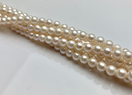 WHOLESALE 5.5-6 mm AAA Natural White Semi Round Freshwater Pearls Genuine High Luster Smooth And Round White Freshwater Pearl Beads #205