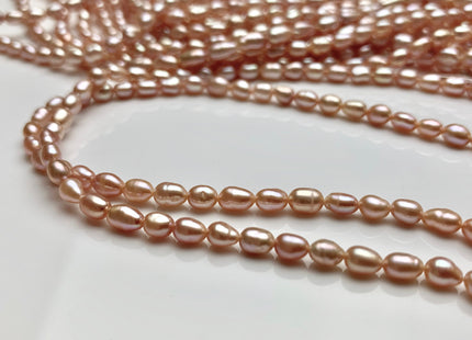 WHOLESALE 3x4-6 mm Natural Pink Rice / Oval Freshwater Pearl High Luster Freshwater Pearls Beads Small Pink Seed Pearl Beads #1407