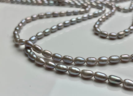 3.5-4x5-6 mm AAA Tiny Gray Color Rice / Oval Shape Freshwater Pearls Genuine Smooth And Shiny Freshwater Pearl Seed Beads #1409