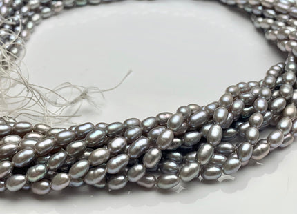 3.5-4x5-6 mm AAA Tiny Gray Color Rice / Oval Shape Freshwater Pearls Genuine Smooth And Shiny Freshwater Pearl Seed Beads #1409