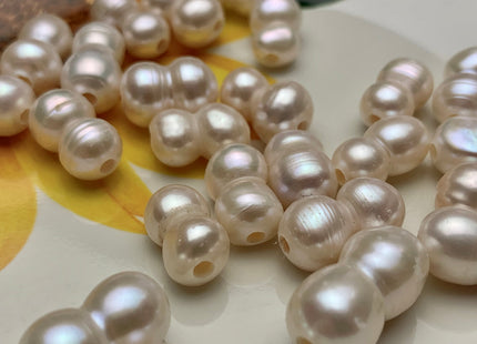 9x12-16 mm Large Hole Natural White Peanut Shape Freshwater Pearl Beads Hole Size 2.2 mm Genuine Natural White Large Hole Pearls # 1698