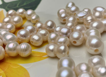 9x12-16 mm Large Hole Natural White Peanut Shape Freshwater Pearl Beads Hole Size 2.2 mm Genuine Natural White Large Hole Pearls # 1698
