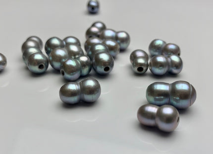 9x12-16 mm Large Hole Gray Color Peanut Shape Freshwater Pearl Beads Hole Size 2.2 mm Genuine Gray Color Large Hole Pearls # 1699