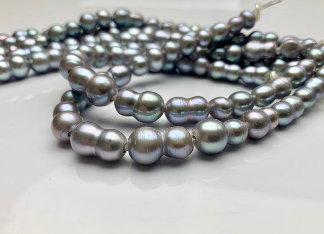 9x12-16 mm Large Hole Gray Color Peanut Shape Freshwater Pearl Beads Hole Size 2.2 mm Genuine Gray Color Large Hole Pearls # 1699